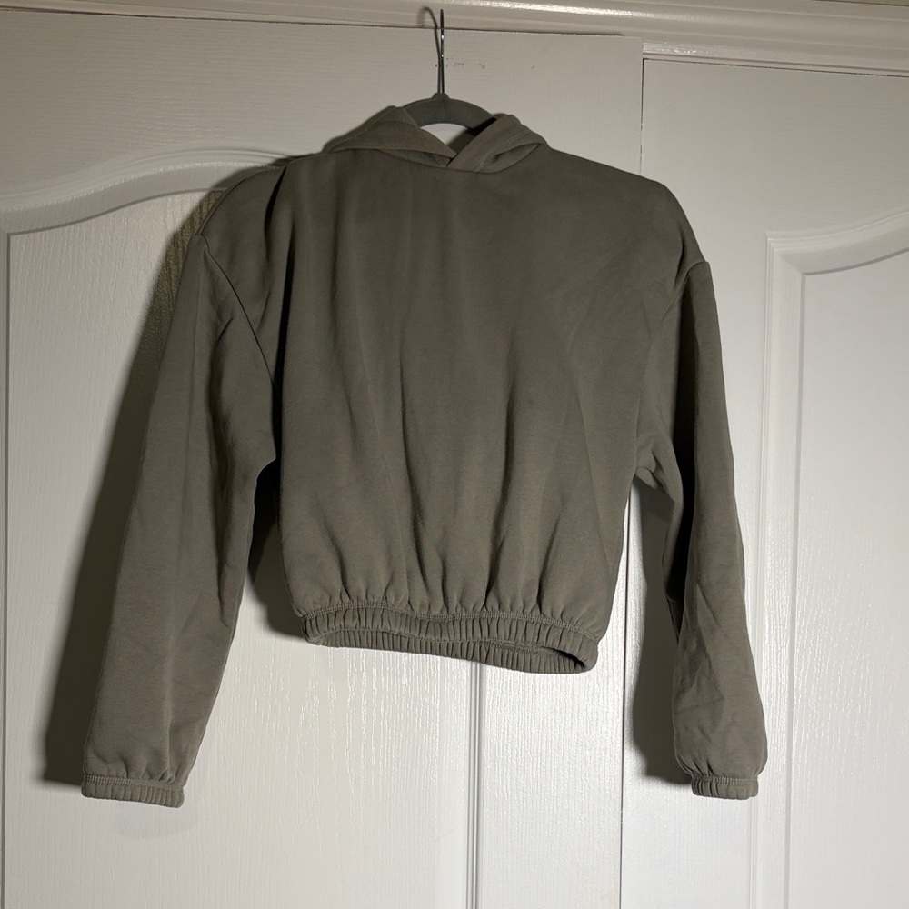Zara Olive Cropped Hoodie